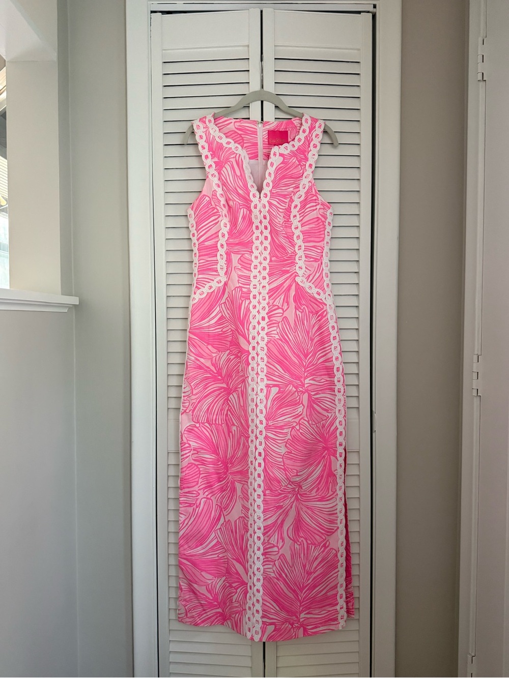 Lilly Pulitzer Daise Stretch Maxi Drink in Prosecco Pink Fronds Place - Picture 1 of 5